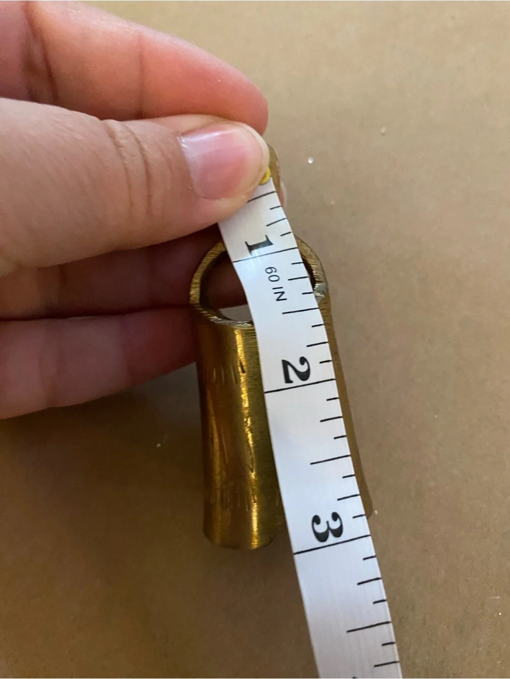 Brass Vintage gold Tone Bell etched, old, patina, Christmas bell Ange wing look